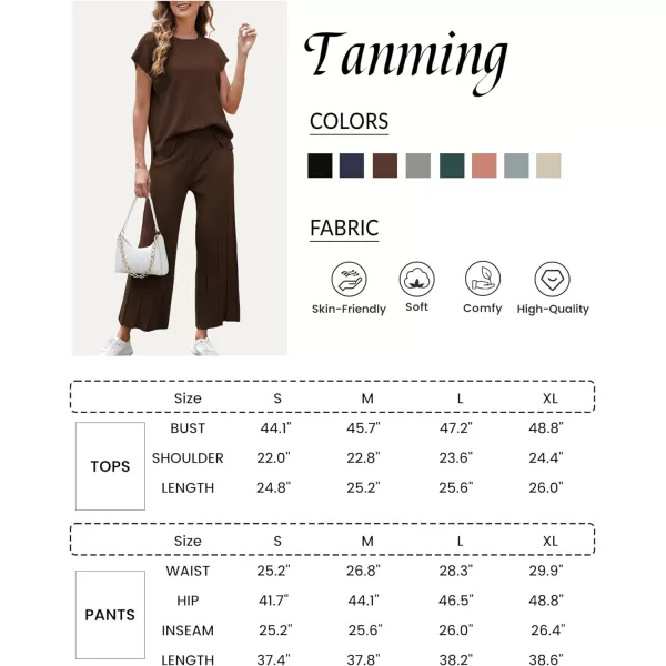 Tanming Women's 2 Piece Outfits Sweater Set Knit Pullover Tops High Waisted Pants Sweatsuits Lounge Set