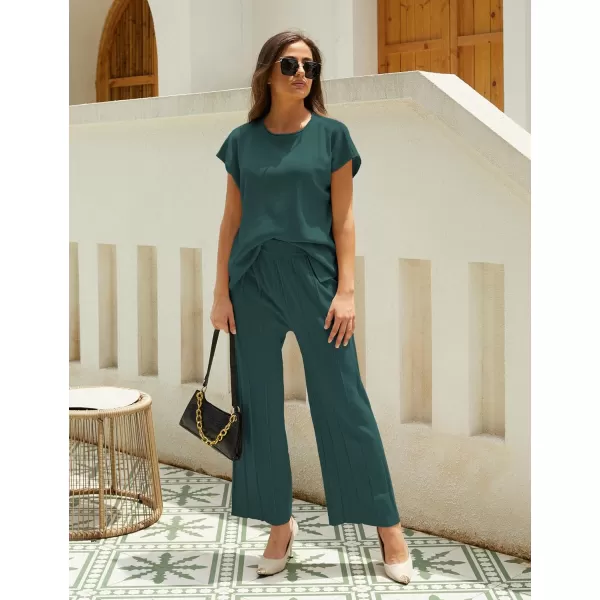 Tanming Women's 2 Piece Outfits Sweater Set Knit Pullover Tops High Waisted Pants Sweatsuits Lounge Set