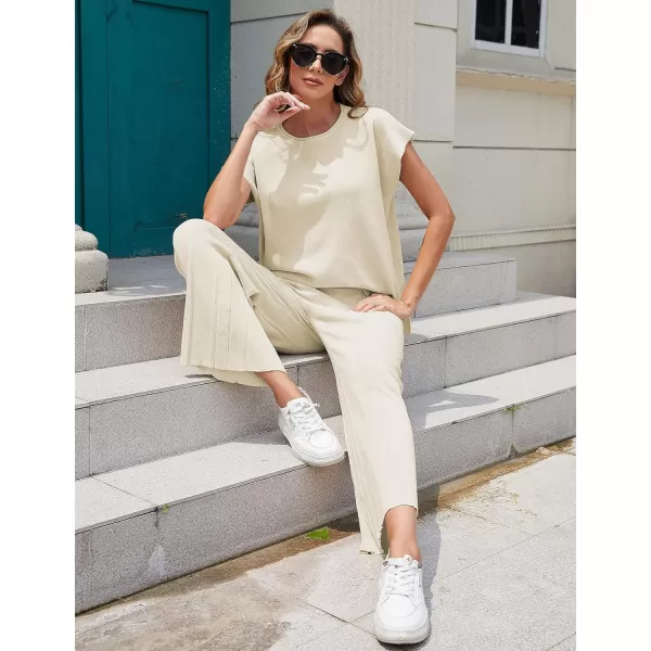 Tanming Women's 2 Piece Outfits Sweater Set Knit Pullover Tops High Waisted Pants Sweatsuits Lounge Set
