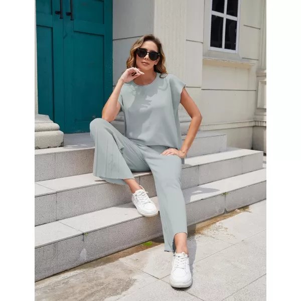 Tanming Women's 2 Piece Outfits Sweater Set Knit Pullover Tops High Waisted Pants Sweatsuits Lounge Set