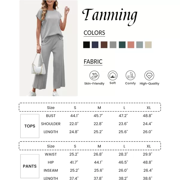 Tanming Women's 2 Piece Outfits Sweater Set Knit Pullover Tops High Waisted Pants Sweatsuits Lounge Set