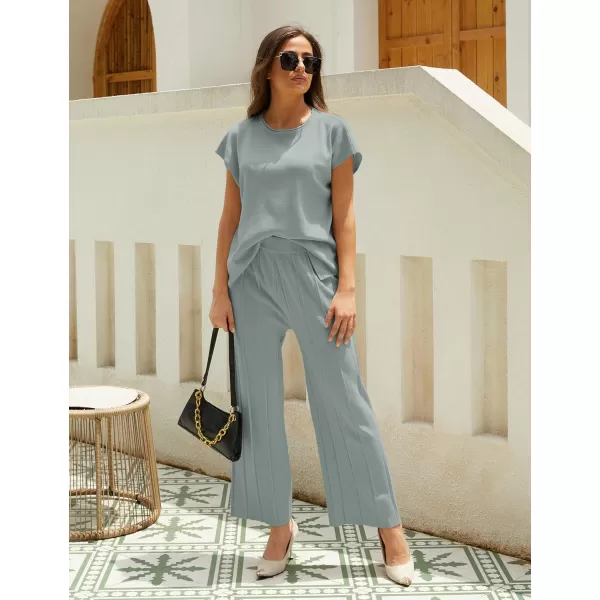 Tanming Women's 2 Piece Outfits Sweater Set Knit Pullover Tops High Waisted Pants Sweatsuits Lounge Set