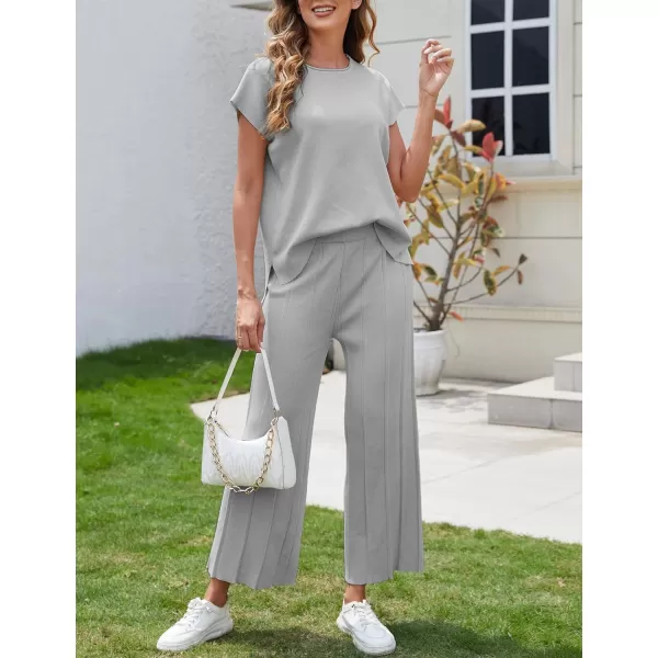 Tanming Women's 2 Piece Outfits Sweater Set Knit Pullover Tops High Waisted Pants Sweatsuits Lounge Set