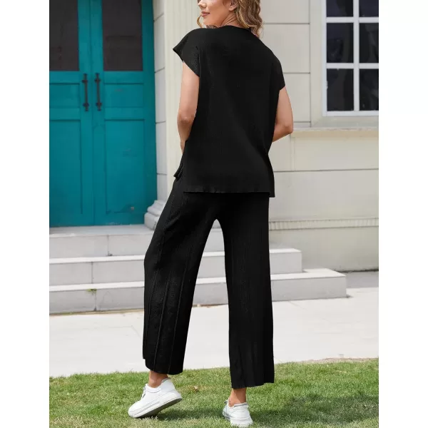 Tanming Women's 2 Piece Outfits Sweater Set Knit Pullover Tops High Waisted Pants Sweatsuits Lounge Set