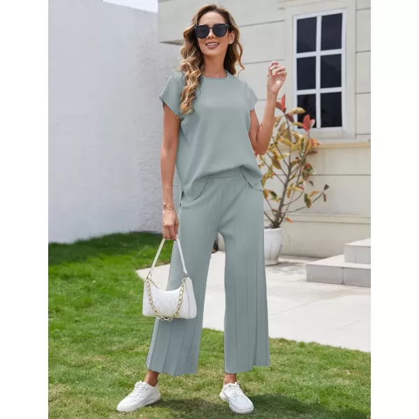Tanming Women's 2 Piece Outfits Sweater Set Knit Pullover Tops High Waisted Pants Sweatsuits Lounge Set