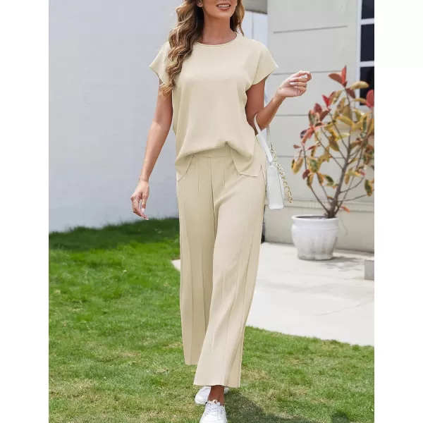 Tanming Women's 2 Piece Outfits Sweater Set Knit Pullover Tops High Waisted Pants Sweatsuits Lounge Set