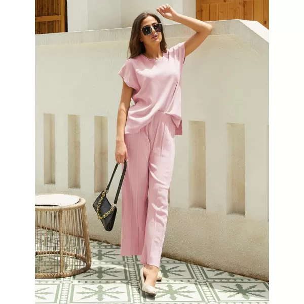 Tanming Women's 2 Piece Outfits Sweater Set Knit Pullover Tops High Waisted Pants Sweatsuits Lounge Set