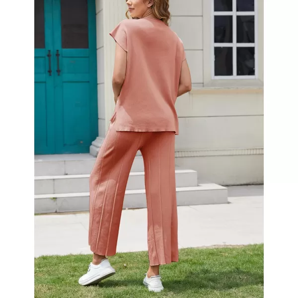 Tanming Women's 2 Piece Outfits Sweater Set Knit Pullover Tops High Waisted Pants Sweatsuits Lounge Set
