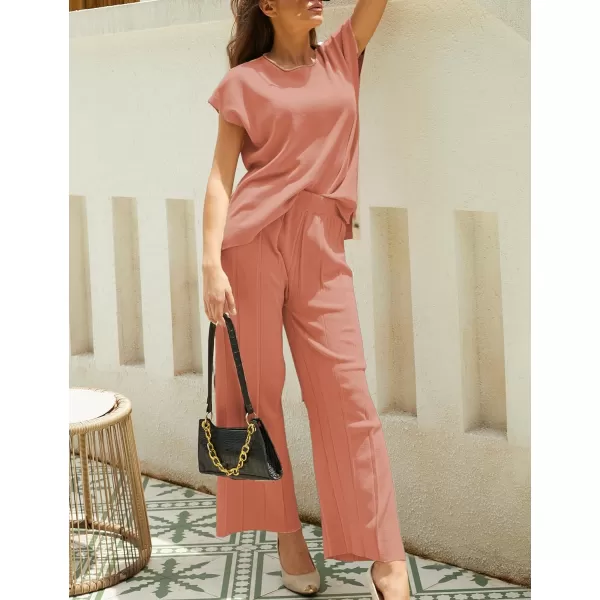 Tanming Women's 2 Piece Outfits Sweater Set Knit Pullover Tops High Waisted Pants Sweatsuits Lounge Set