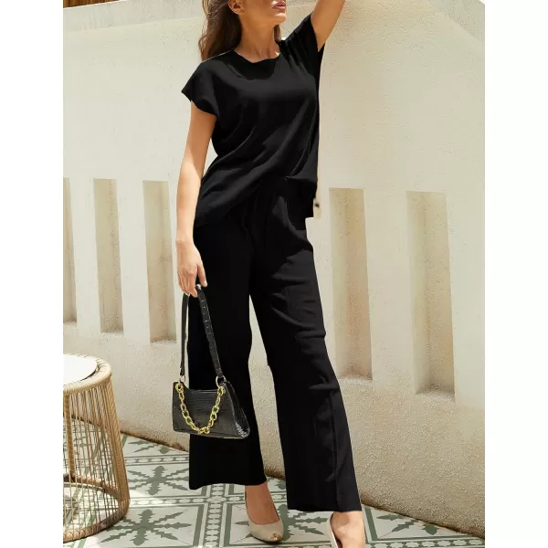 Tanming Women's 2 Piece Outfits Sweater Set Knit Pullover Tops High Waisted Pants Sweatsuits Lounge Set