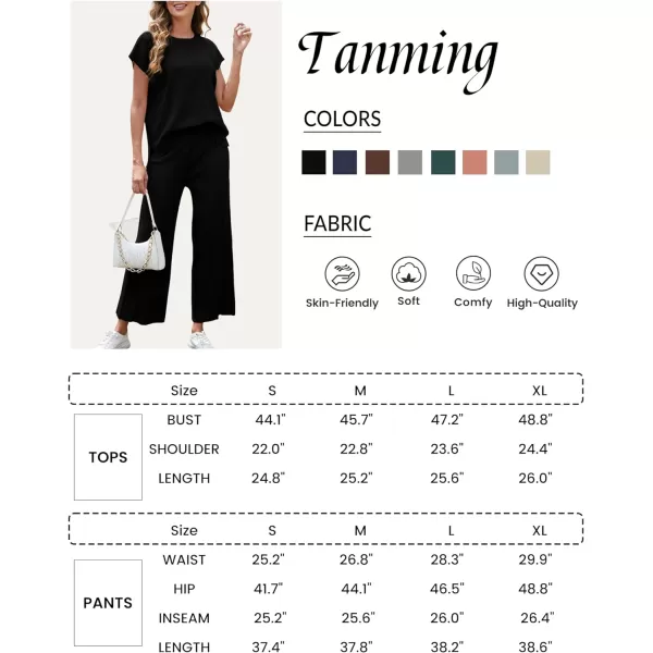 Tanming Women's 2 Piece Outfits Sweater Set Knit Pullover Tops High Waisted Pants Sweatsuits Lounge Set