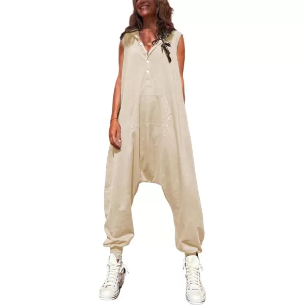 Tanming Hooded Jumpsuits for Women Casual Sleeveless Long Harem Pants Romper with Pockets