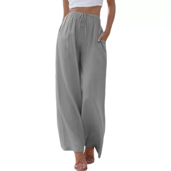Tanming Wide Leg Linen Pants for Women Summer Flowy High Waisted Beach Palazzo Trousers