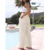imageTanming Wide Leg Linen Pants for Women Summer Flowy High Waisted Beach Palazzo TrousersApricot