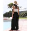 imageTanming Wide Leg Linen Pants for Women Summer Flowy High Waisted Beach Palazzo TrousersBlack
