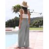 imageTanming Wide Leg Linen Pants for Women Summer Flowy High Waisted Beach Palazzo TrousersGrey