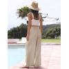 imageTanming Wide Leg Linen Pants for Women Summer Flowy High Waisted Beach Palazzo TrousersKhaki