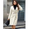imageTanming Womens Notch Lapel Double Breasted Wool Blend Mid Long Pea Trench CoatBeige