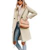 imageTanming Womens Notch Lapel Double Breasted Wool Blend Mid Long Pea Trench CoatBeige