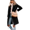 imageTanming Womens Notch Lapel Double Breasted Wool Blend Mid Long Pea Trench CoatBlack