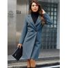 imageTanming Womens Notch Lapel Double Breasted Wool Blend Mid Long Pea Trench CoatBlue