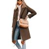 imageTanming Womens Notch Lapel Double Breasted Wool Blend Mid Long Pea Trench CoatBrown