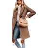 imageTanming Womens Notch Lapel Double Breasted Wool Blend Mid Long Pea Trench CoatCamel