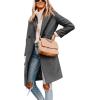 imageTanming Womens Notch Lapel Double Breasted Wool Blend Mid Long Pea Trench CoatDark Grey