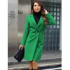 imageTanming Womens Notch Lapel Double Breasted Wool Blend Mid Long Pea Trench CoatGreen