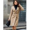 imageTanming Womens Notch Lapel Double Breasted Wool Blend Mid Long Pea Trench CoatKhaki