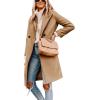 imageTanming Womens Notch Lapel Double Breasted Wool Blend Mid Long Pea Trench CoatKhaki