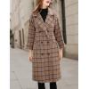 imageTanming Womens Notch Lapel Double Breasted Wool Blend Mid Long Pea Trench CoatKhakiplaid