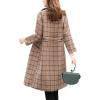 imageTanming Womens Notch Lapel Double Breasted Wool Blend Mid Long Pea Trench CoatKhakiplaid