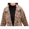 imageTanming Womens Notch Lapel Double Breasted Wool Blend Mid Long Pea Trench CoatKhakiplaid