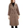 imageTanming Womens Notch Lapel Double Breasted Wool Blend Mid Long Pea Trench CoatKhakiplaid