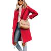 imageTanming Womens Notch Lapel Double Breasted Wool Blend Mid Long Pea Trench CoatRed