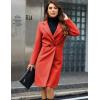 imageTanming Womens Notch Lapel Double Breasted Wool Blend Mid Long Pea Trench CoatRed