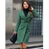 imageTanming Womens Notch Lapel Double Breasted Wool Blend Mid Long Pea Trench CoatTeal