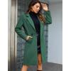 imageTanming Womens Notch Lapel Double Breasted Wool Blend Mid Long Pea Trench CoatTeal