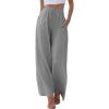 imageTanming Wide Leg Linen Pants for Women Summer Flowy High Waisted Beach Palazzo TrousersGrey