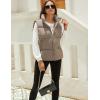 imageTanming Black Puffer Vest Women Zip Up Lightweight Sleeveless Winter Outerwear Vests with HoodLight Khaki