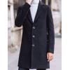 imageTanming Mens Black Trench Coat Notched Lapel Single Breasted Long Peacoat OvercoatBlack