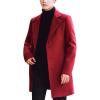 imageTanming Mens Black Trench Coat Notched Lapel Single Breasted Long Peacoat OvercoatRed