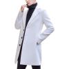 imageTanming Mens Black Trench Coat Notched Lapel Single Breasted Long Peacoat OvercoatWhite
