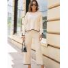 imageTanming Womens 2 Piece Outfits Long Sleeve Knit Sweater Top Wide Leg Pants Lounge Sets TracksuitsApricot