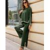 imageTanming Womens 2 Piece Outfits Long Sleeve Knit Sweater Top Wide Leg Pants Lounge Sets TracksuitsArmy Green