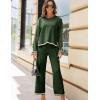 imageTanming Womens 2 Piece Outfits Long Sleeve Knit Sweater Top Wide Leg Pants Lounge Sets TracksuitsArmy Green