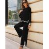 imageTanming Womens 2 Piece Outfits Long Sleeve Knit Sweater Top Wide Leg Pants Lounge Sets TracksuitsBlack