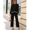 imageTanming Womens 2 Piece Outfits Long Sleeve Knit Sweater Top Wide Leg Pants Lounge Sets TracksuitsBlack