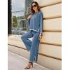 imageTanming Womens 2 Piece Outfits Long Sleeve Knit Sweater Top Wide Leg Pants Lounge Sets TracksuitsBlue